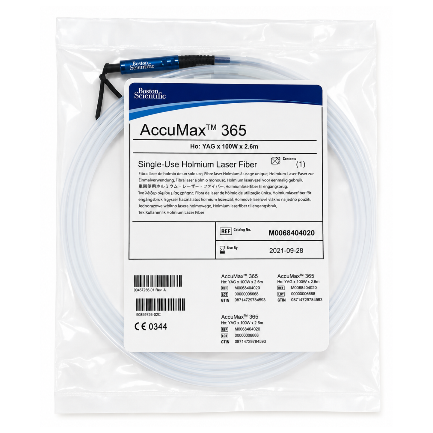 AccuMax 365 Single-Use Holmium Laser Fiber Ho:YAG 100W 2.6m M0068404020 Boston Scientific lithotripsy fiber