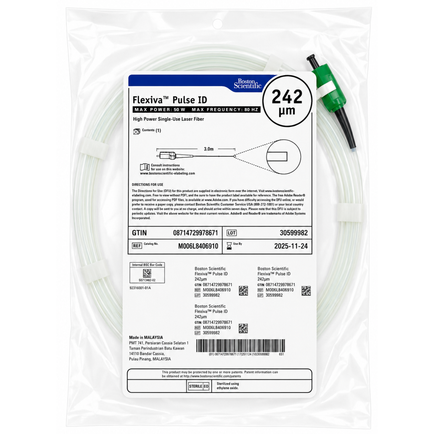 Flexiva ID 242 high power single-use laser fiber 242 micron holmium laser fiber