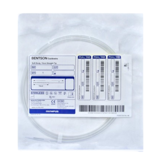 Gyrus ACMI Bentson PTFE Guidewire 0.025 inch x 150 cm with 3 cm flexible tip box of 5