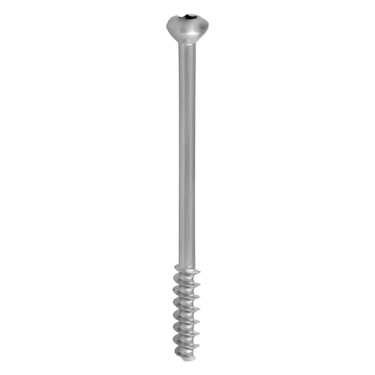 Low profile stainless steel cannulated screw 4.0 mm x 34 mm long thread
