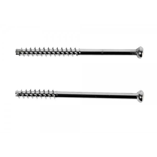 Low profile stainless steel cannulated screw 4.0 mm x 45 mm long thread