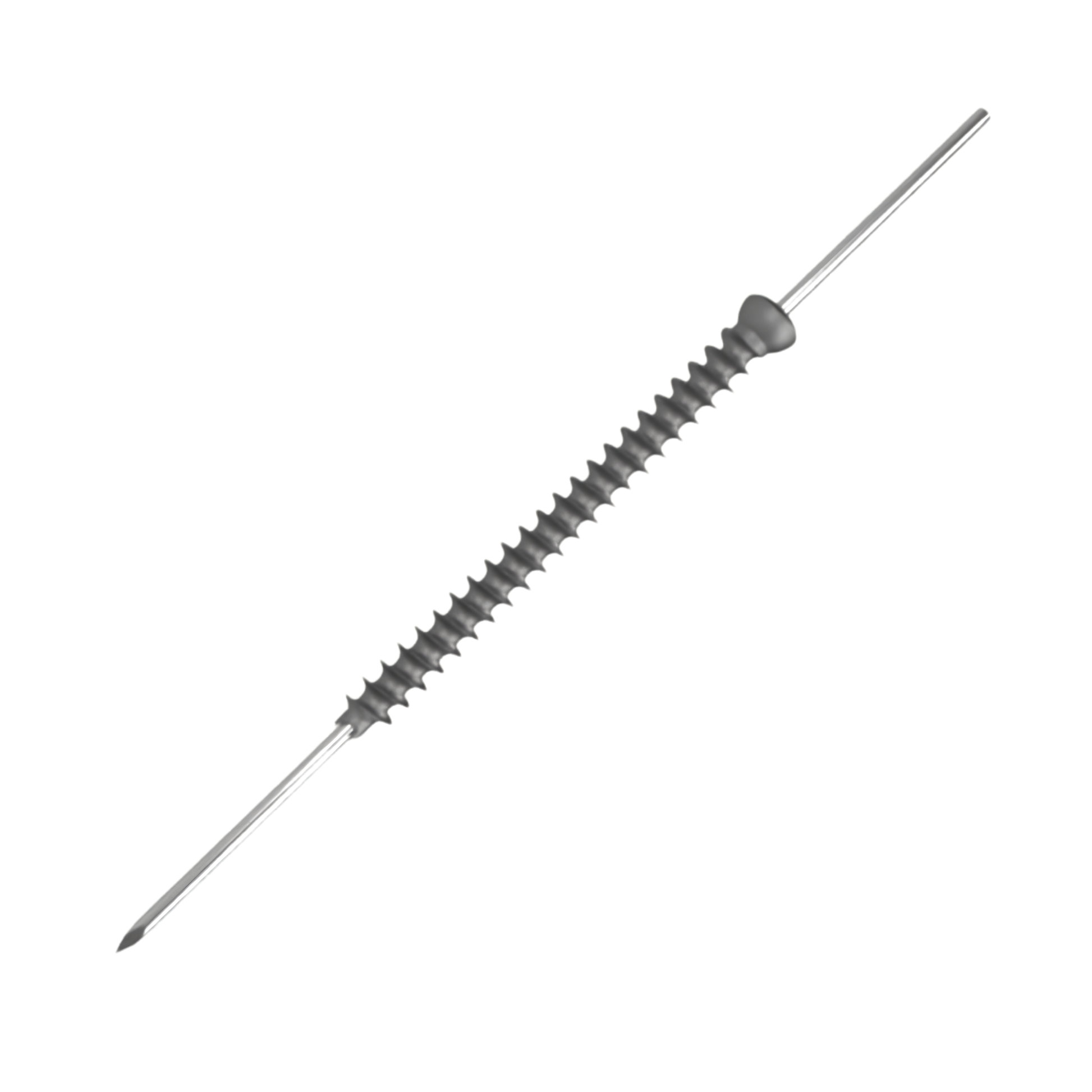 Low profile stainless steel cannulated screw 4.0 mm x 46 mm long thread