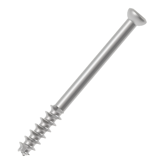 Low profile stainless steel cannulated screw 4.0 mm x 48 mm long thread