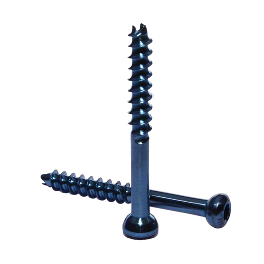 Low profile stainless steel cannulated screw 4.0 mm x 60 mm long thread