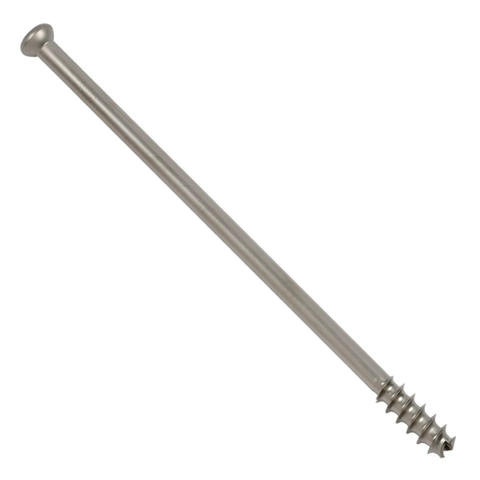 Low profile titanium cannulated screw 6.7 mm x 115 mm with 18 mm thread
