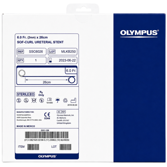 Sof-Curl Ureteral Stent 6 Fr x 26 cm Olympus double pigtail hydrophilic coated ureteral stent