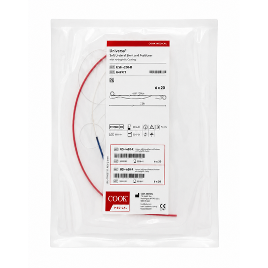 Universa Soft Ureteral Stent Set with Hydrophilic Coating 6 Fr x 20 cm USH-620-R Cook Medical ureteral drainage stent